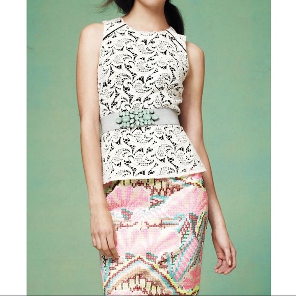 Anthropologie Tops - Anthropologie Sz 10 Lace Peplum Top by Maeve EUC